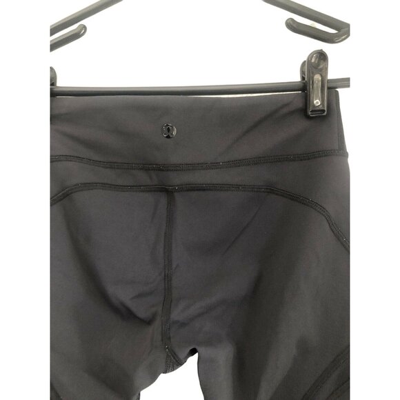 Lululemon Athleisure Black Mesh Capri Leggings Soul Logo Size 4 - Picture 5 of 5